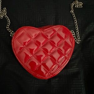 Red Heart-Shaped Quilted Bag